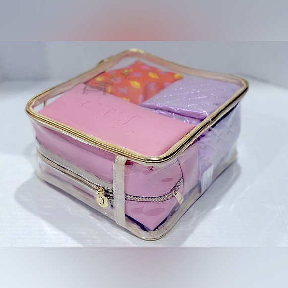 Juicy Couture 4 Piece Nested Cosmetic Storage Bag Set w/ travel Toiletry Bottle - Picture 3 of 6